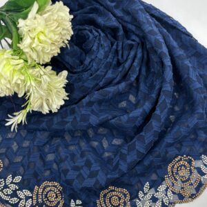kaju katli fabric with pallu copper zharkand stone and cut work