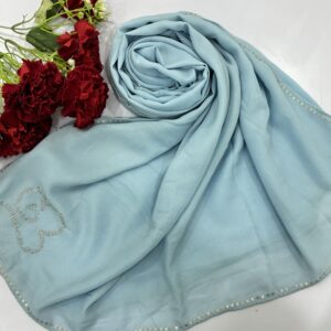 chiffon shimmer 4 side sequence and stone work hijabs