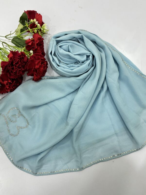 chiffon shimmer 4 side sequence and stone work hijabs