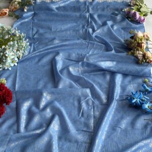 cotton shimmer with pallu frill work