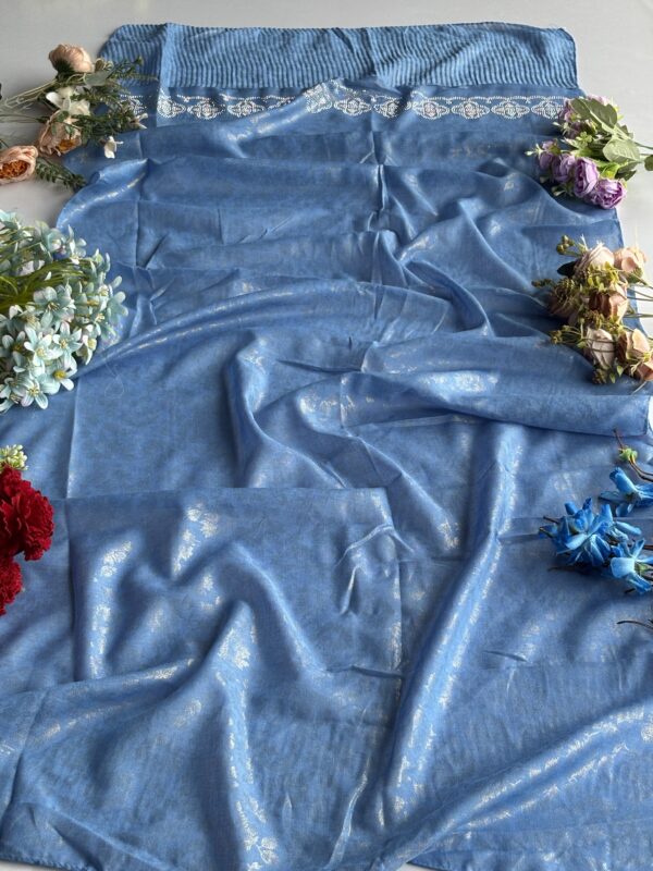 cotton shimmer with pallu frill work