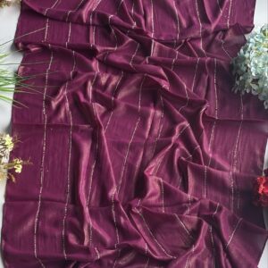 chiffon shimmer fabric with all over stone work