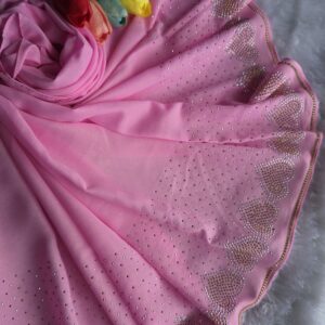 New chiffon shimmer fabric with border stone and chain work hijabs