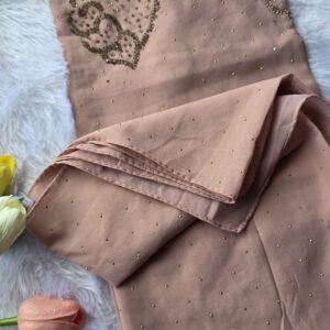 chiffon shimmer with copper zharkand putta hijabs