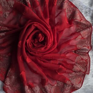 chiffon embose fabric with border heavy stone work hijabs