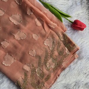 chiffon embose fabric with border heavy stone work hijabs