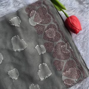 chiffon embose fabric with border heavy stone work hijabs