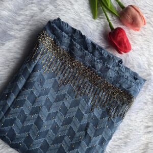 chiffon kaju katli fabric with pallu copper jharkhand stone work hijabs