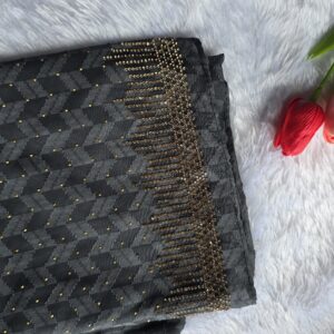 chiffon kaju katli fabric with pallu copper jharkhand stone work hijabs