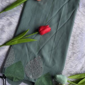 chiffon all over stone and pallu heavy matching stone work hijabs