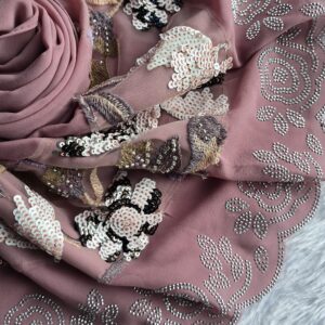 chiffon pallu heavy stone and sequence work