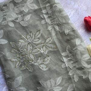 chiffon fancy fabric with all over dmc stone work hijabs