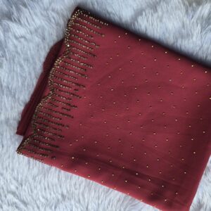 chiffon pallu copper jharkhand stone work