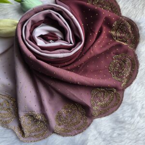 chiffon shaded pallu copper jharkhand stone work hijabs