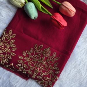 2 meters length chiffon pallu copper jharkhand stone work