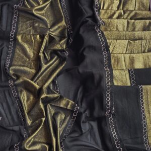 black chiffon fabric with golden shimmer luxury prints and all over stone work hijabs