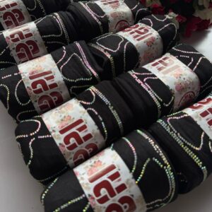 NEW IMPORTED JERSEY FABRIC WITH HEAVY DMC STONE WORK HIJABS BLACK